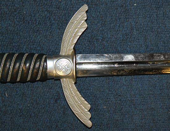 A  Luftwaffe officer's sword, overall 38.5in.